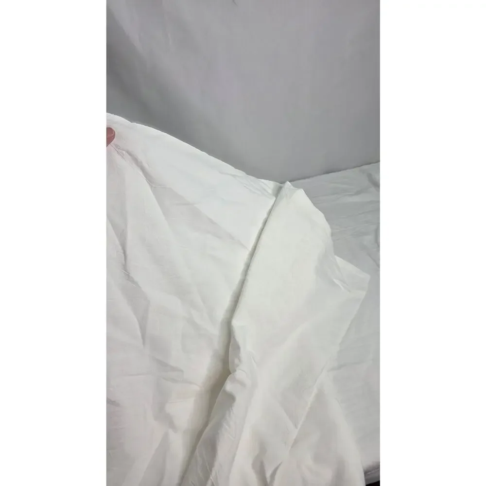 MooMee Full Duvet Cover Set White 100% Washed Cotton Linen Look 80x90